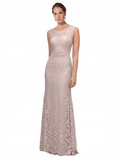 Long Sleeveless Lace Illusion Neck Mermaid Prom Dress Canada Online