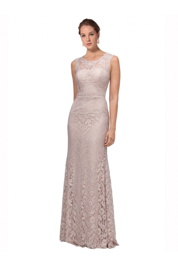 Long Sleeveless Lace Illusion Neck Mermaid Prom Dress Canada Online