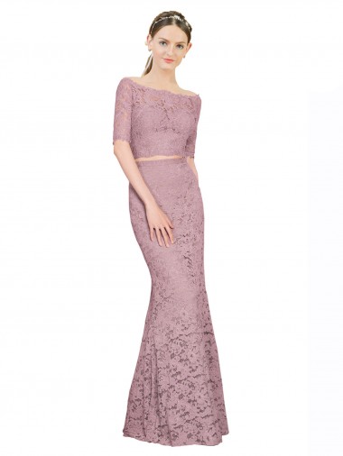 Short Sleeves Long Lace Mermaid Prom Dress Canada Online
