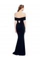 Long Sleeveless Stretch Crepe Dark Navy Mermaid Off the Shoulder Prom Dress Canada Online