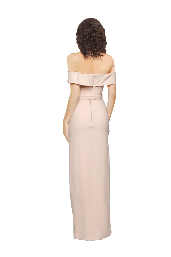 Long Sleeveless Stretch Crepe Nude Off the Shoulder Mermaid Prom Dress Canada Online
