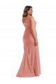Long Sleeveless Silky Satin Georgia Peach Mermaid Black Tie Plus Size Prom Dress Canada Online