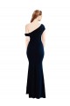 Long Sleeveless Stretch Crepe Dark Navy Mermaid One Shoulder Prom Dress Canada Online