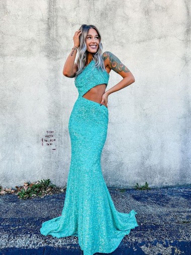 Sweep Train Sleeveless Velvet Sequin Mermaid Prom Dress Canada Online