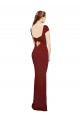 Long Cap Sleeves Stretch Crepe Burgundy Mermaid Prom Dress Canada Online