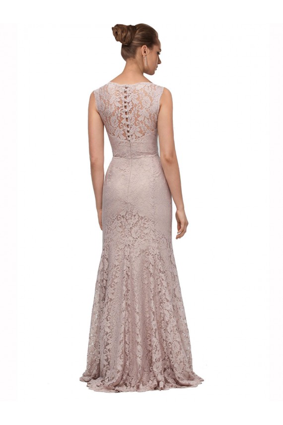 Long Sleeveless Lace Illusion Neck Mermaid Prom Dress Canada Online