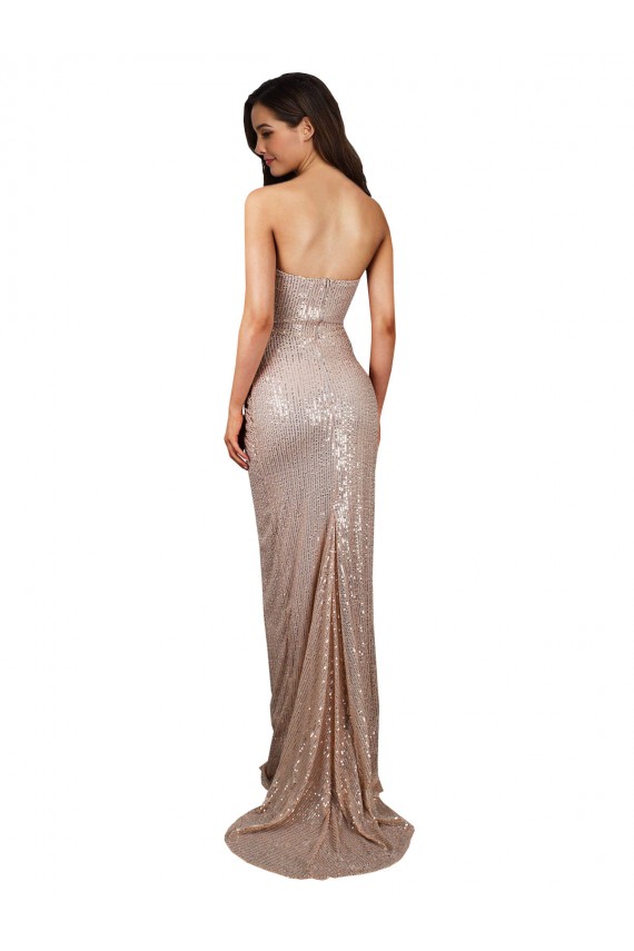 Long Sleeveless Sequin Champagne Mermaid Prom Dress Canada Online