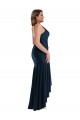 Long Sleeveless Silky Satin Dark Navy Mermaid High Low Plus Size Prom Dress Canada Online