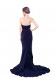 Sweep Train Sleeveless Stretch Crepe Dark Navy Mermaid Prom Dress Canada Online