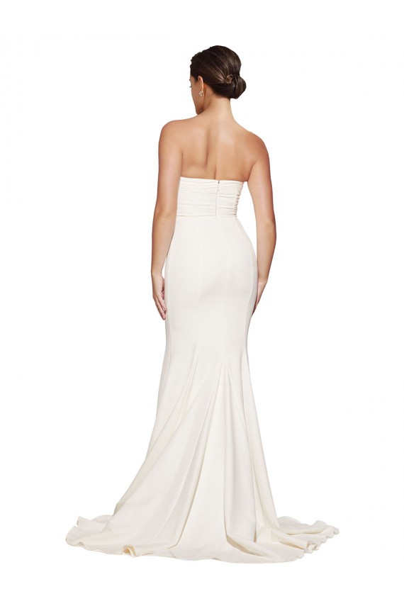 Sweep Train Sleeveless Stretch Satin Ivory Mermaid Prom Dress Canada Online