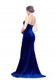 Sweep Train Sleeveless Stretch Velvet Royal Blue Mermaid Prom Dress Canada Online