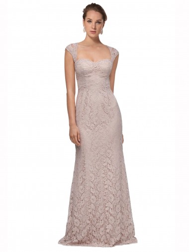 Long Cap Sleeves Lace Mermaid Prom Dress Canada Online