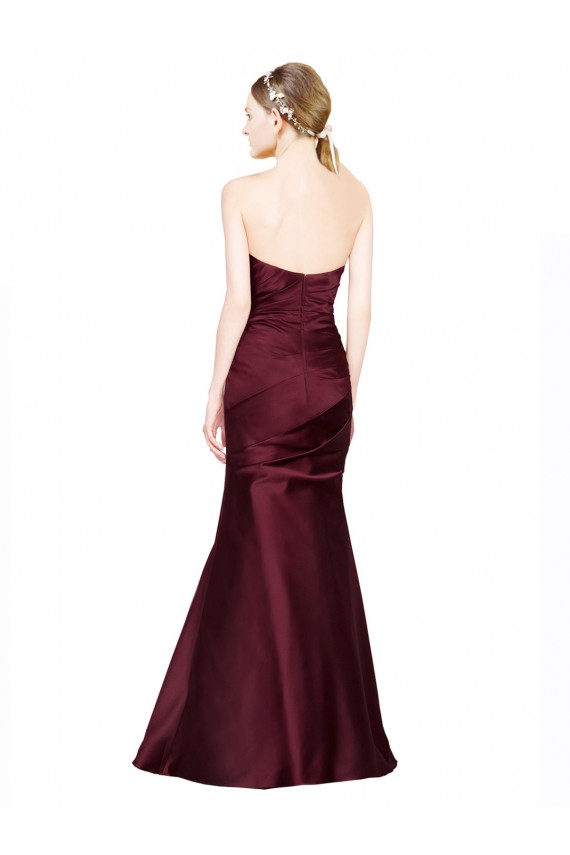 Long Sleeveless Satin Burgundy Mermaid Prom Dress Canada Online