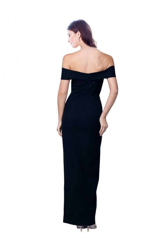 Long Sleeveless Stretch Crepe Black Off the Shoulder Mermaid Prom Dress Canada Online