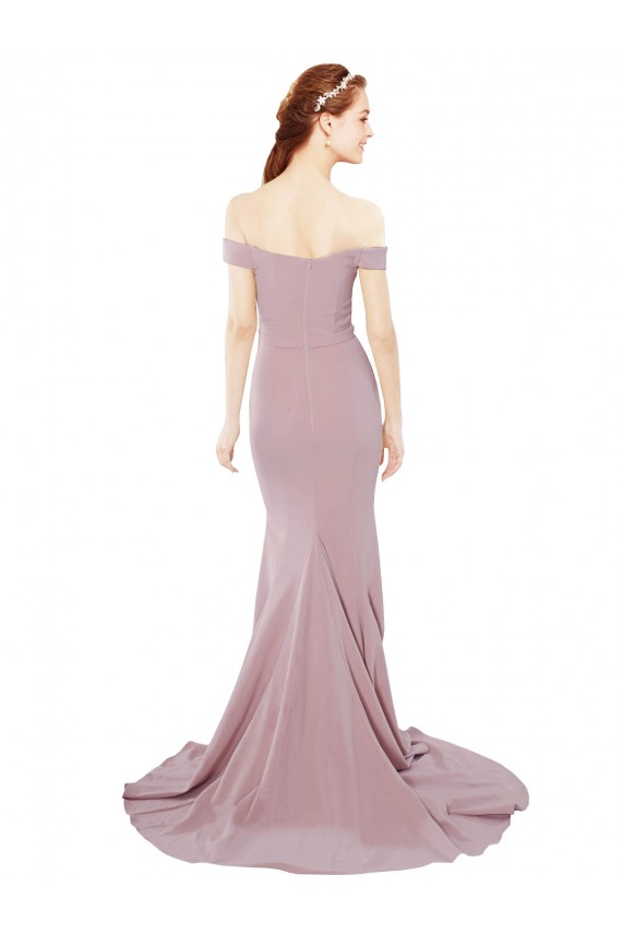 Sweep Train Sleeveless Stretch Crepe Dusty Pink Mermaid Prom Dress Canada Online