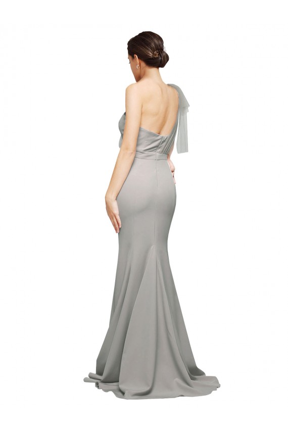 Sweep Train Sleeveless Stretch Crepe & Tulle Oyster Silver Mermaid Prom Dress Canada Online