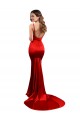 Long Sleeveless Stretch Satin Red Mermaid Prom Dress Canada Online