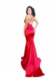 Long Sleeveless Stretch Satin Red Mermaid Low Back Prom Dress Canada Online