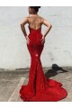 Court Train Sleeveless Velvet Sequin Burgundy Mermaid Prom Dress Canada Online