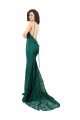 Long Sleeveless Lace Dark Green Mermaid Black Tie Prom Dress Canada Online