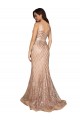 Long Sleeveless Sequin & Sparkling Sequin Rose Gold Mermaid Plus Size Formal Prom Dress Canada Online