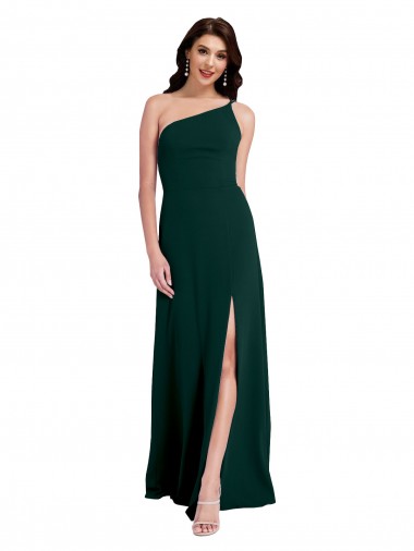 Long Sleeveless Stretch Crepe Midnight Green One Shoulder A-Line Prom Dress Canada Online
