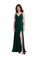 Long Sleeveless Stretch Crepe Midnight Green A-Line V-Back Prom Dress Canada Online