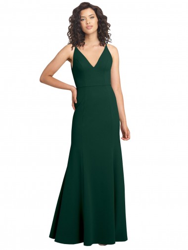 Long Sleeveless Stretch Crepe Midnight Green A-Line Prom Dress Canada Online