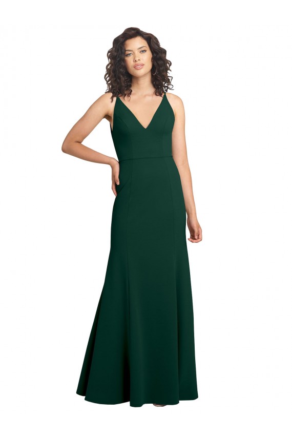 Long Sleeveless Stretch Crepe Midnight Green A-Line Prom Dress Canada Online