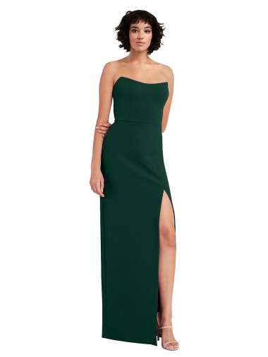Long Sleeveless Stretch Crepe Midnight Green Sheath Prom Dress Canada Online