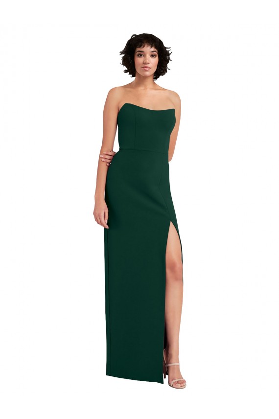 Long Sleeveless Stretch Crepe Midnight Green Sheath Prom Dress Canada Online