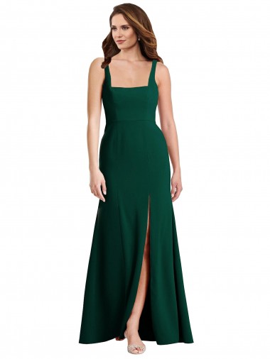 Long Sleeveless Stretch Crepe Midnight Green Trumpet Prom Dress Canada Online