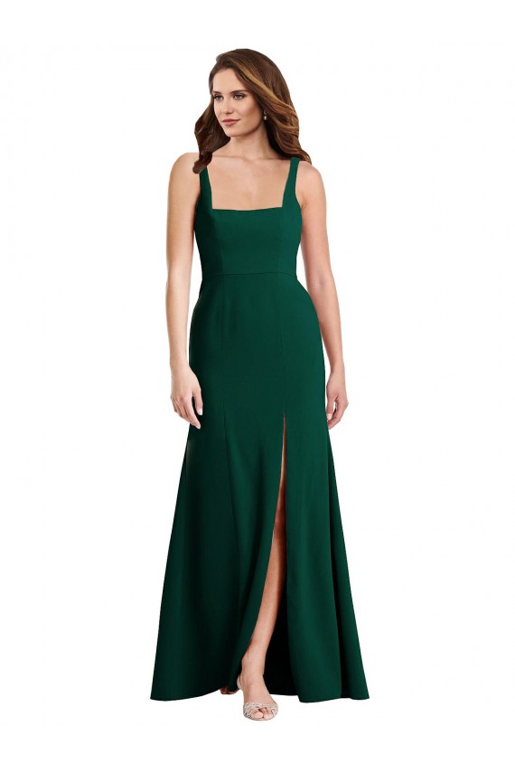 Long Sleeveless Stretch Crepe Midnight Green Trumpet Prom Dress Canada Online