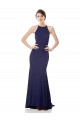 Long Sleeveless Stretch Crepe Navy Blue Mermaid Halter Neck Prom Dress Canada Online