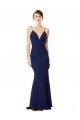 Long Sleeveless Stretch Crepe Navy Blue Mermaid Prom Dress Canada Online