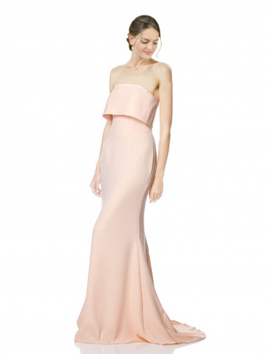 Long Sleeveless Stretch Crepe Nude Mermaid Black Tie Prom Dress Canada Online