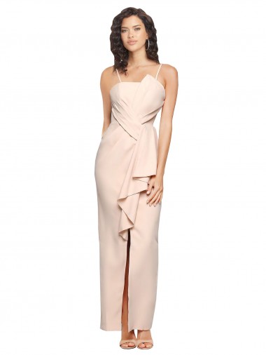 Long Sleeveless Stretch Crepe Nude Sheath Prom Dress Canada Online