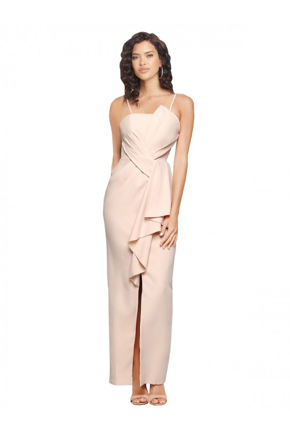Long Sleeveless Stretch Crepe Nude Sheath Prom Dress Canada Online