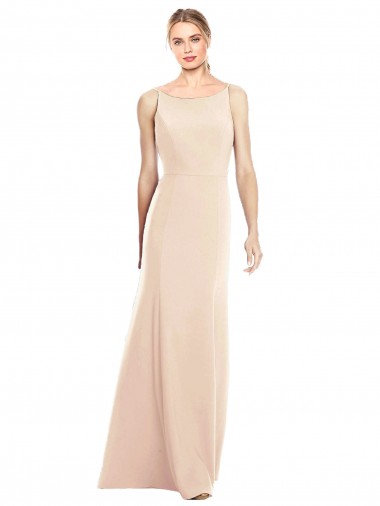 Long Sleeveless Stretch Crepe Nude Bateau Neck Trumpet Prom Dress Canada Online