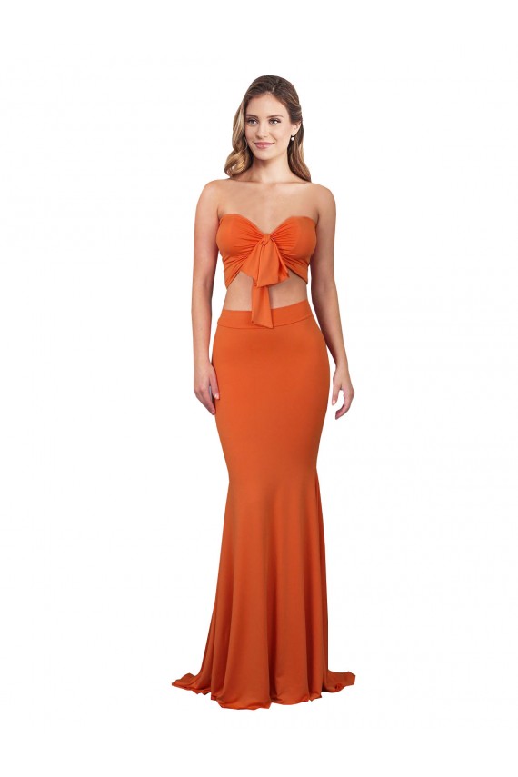 Long Sleeveless Spandex Orange Mermaid Prom Dress Canada Online