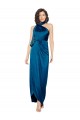 Long Sleeveless Silky Satin Peacock Blue Sheath Prom Dress Canada Online