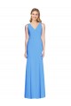 Long Sleeveless Stretch Crepe Peacock Blue Trumpet Prom Dress Canada Online
