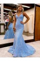 Sweep Train Sleeveless Velvet Sequin Periwinkle Sheath Evening Gown Canada Online