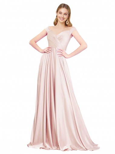 Long Sleeveless Satin Pink A-Line Prom Dress Canada Online