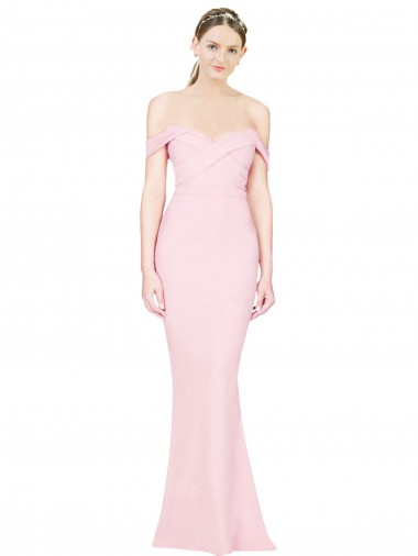 Long Sleeveless Stretch Crepe Pink Strapless A-Line Prom Dress Canada Online