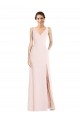 Long Sleeveless Stretch Crepe Pink A-Line Black Tie Prom Dress Canada Online