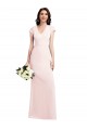 Long Cap Sleeves Stretch Crepe Pink A-Line Prom Dress Canada Online