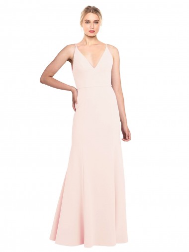 Long Sleeveless Stretch Crepe Pink A-Line Prom Dress Canada Online
