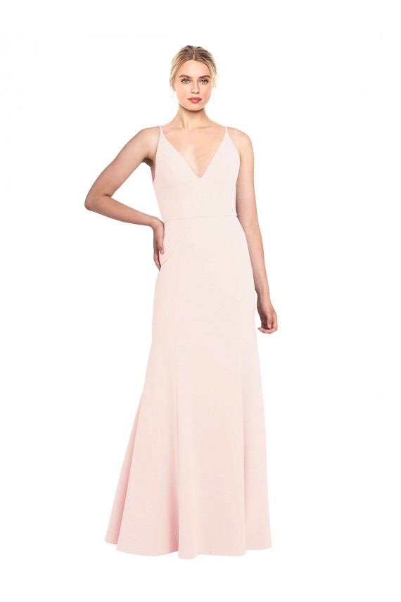 Long Sleeveless Stretch Crepe Pink A-Line Prom Dress Canada Online