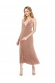 Midi Length Sleeveless Stretch Velvet Pink A-Line Prom Dress Canada Online